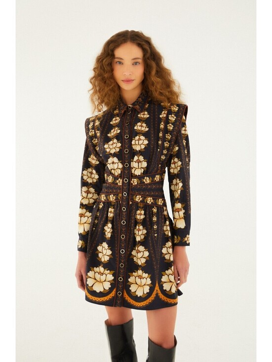 Farm Rio Dresses & Skirts - NEW, Farm Rio Black Bold Flowers Long Sleeve Mini Dress Sz M  #MD1377
